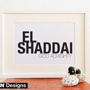 El Shaddai. 8x10in. PDF. Printable Christian Typography Print Design. image 2