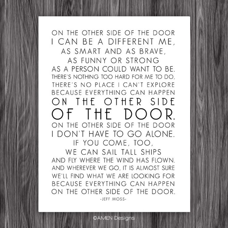 On The Other Side of The Door. Jeff Moss Poem. Printable Design. 8x10. DIY. PDF. image 1