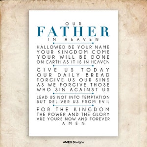 The Lord's Prayer. NIV. DIY. PDF. A3 for 11x14. Printable Scripture Poster. Bible Verse. image 1