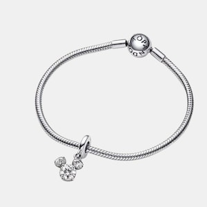 Disney Mickey Mouse Sparkling Head Dangle Charm for bracelet or necklace, Handmade Silver, Necklace Pendant,Gift for her under 20, Christmas immagine 3