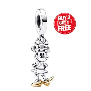 Disney 100 Year Anniversary Minnie Mouse Charm for bracelet or necklace, Handmade Silver, Necklace Pendant, Gift for her under 20, Christmas image 1