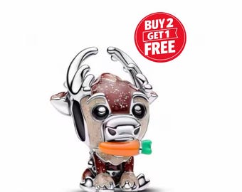 Disney Frozen Sven the Reindeer Charm for bracelet or necklace, Handmade Silver, Necklace Pendant, Gift for her under 20, Christmas