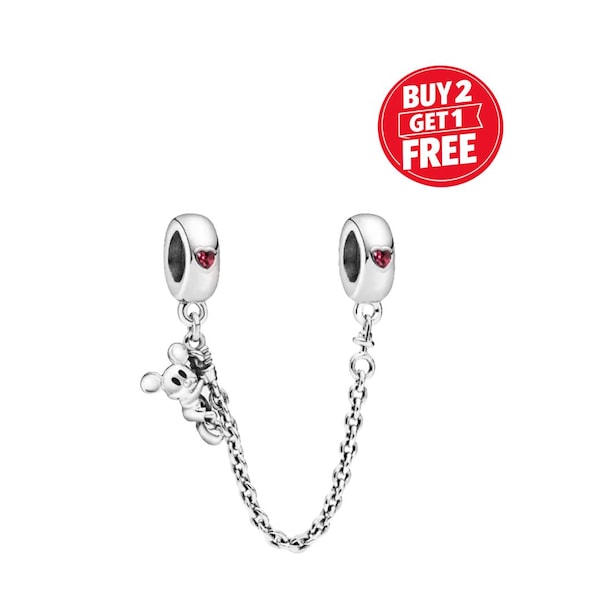 Cadena de seguridad Disney para escalar con Mickey Mouse, ideal para pulsera o collar. Hecha a mano en plata. Colgante para collar. Regalo para ella menor de 20 años. Navidad.