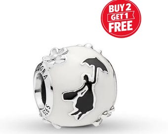 Disney Mary Poppins Charm for bracelet or necklace, Handmade Silver, Necklace Pendant, Gift for her under 20, Christmas