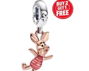 Disney Winnie the Pooh Piglet Dangle Charm for bracelet or necklace, Handmade Silver, Necklace Pendant, Gift for her under 20, Christmas