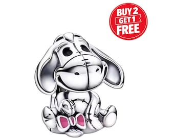 Disney Eeyore Charm for bracelet or necklace, Handmade Silver, Necklace Pendant, Gift for her under 20, Christmas