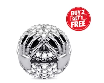 Colgante de cristal de Jack Skellington para pulsera o collar, plata hecha a mano, colgante de viaje, regalo para ella, Navidad