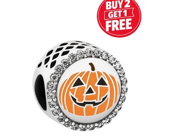 Charm de Halloween con forma de calabaza para pulsera o collar, hecho a mano en plata, colgante para collar, regalo para ella (menores de 20 años), Navidad