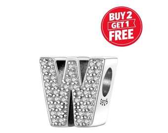 Letter W Charm for bracelet or necklace, Handmade Silver, Necklace Pendant, Gift for her under 20, Christmas