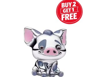 Disney Moana Pua the Pig Charm for bracelet or necklace, Handmade Silver, Necklace Pendant, Gift for her under 20, Christmas