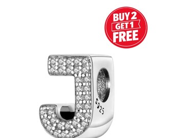 Letter J Charm for bracelet or necklace, Handmade Silver, Necklace Pendant, Gift for her under 20, Christmas