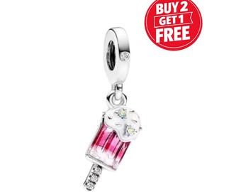 Sparkling Popsicle Dangle Charm for bracelet or necklace, Handmade Silver, Necklace Pendant, Gift for her under 15, Christmas