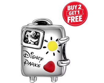 Disney Parks Vacay Mode Suitcase Charm for bracelet or necklace, Handmade Silver, Necklace Pendant, Gift for her under 20, Christmas
