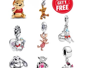 Personalized Winnie the Pooh Charms for bracelet or necklace, Handmade Silver, Necklace Pendant, Gift for her under 20, Christmas