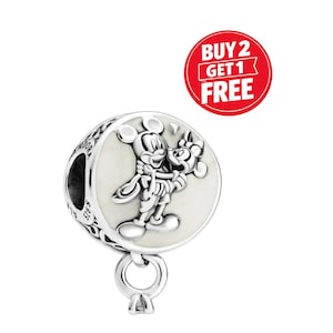 Disney Mickey Mouse & Minnie Mouse Eternal Love Charm for bracelet or necklace, Handmade Silver, Necklace Pendant, Gift for her, Christmas bild 1