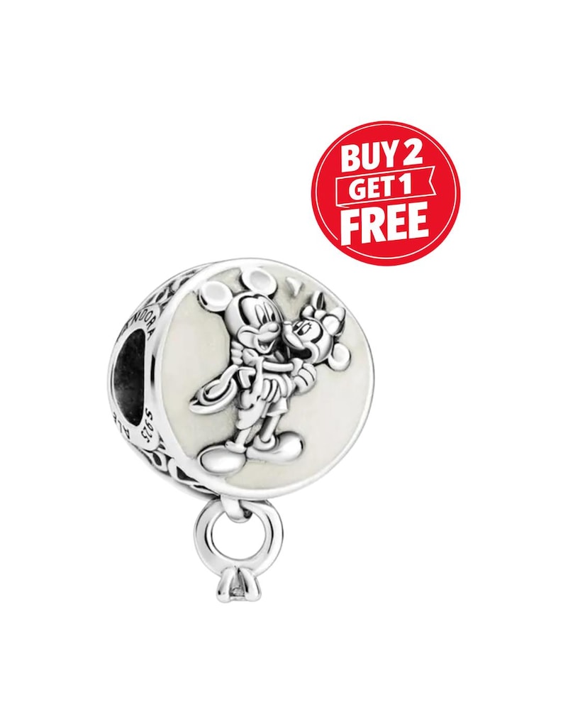 Disney Mickey Mouse & Minnie Mouse Eternal Love Charm for bracelet or necklace, Handmade Silver, Necklace Pendant, Gift for her, Christmas bild 1