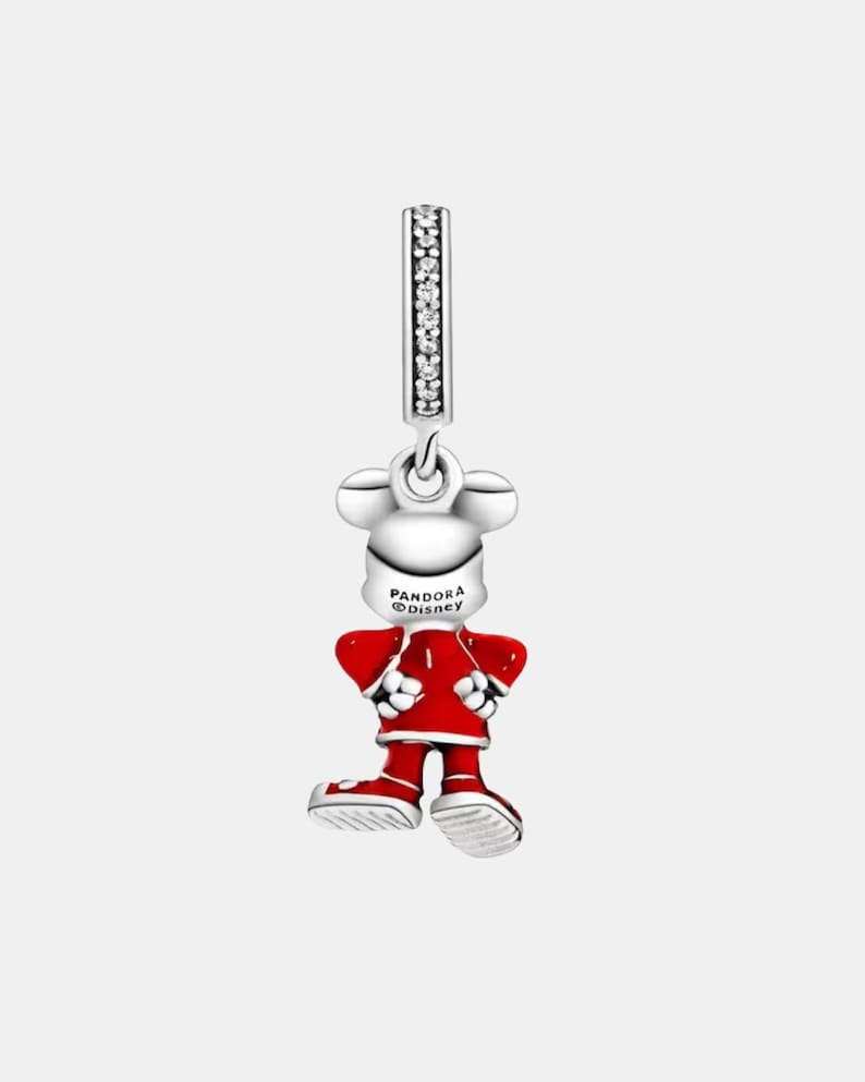 Disney Mickey Mouse Chinese New Year Charm for bracelet or necklace, Handmade Silver, Necklace Pendant, Gift for her under 20, Christmas immagine 3