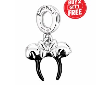 Disney 100th anniversary Minnie Driping Ears Headband Charm for bracelet or necklace, Handmade Silver, Necklace Pendant, Christmas