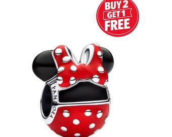 Disney Minnie Mouse Icon Charm for bracelet or necklace, Handmade Silver, Necklace Pendant, Gift for her under 20, Christmas