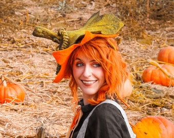 Halloween Pumpkin Fascinator Headdress Fairy Crown. Felted Halloween Autumn Costume Headband. To order