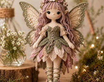 Flower Fairy Crochet Doll PDF Pattern – Floria Amigurumi Doll, Language (English Instant Download)