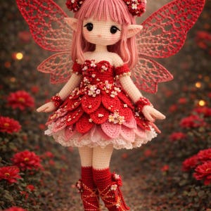 Fairy Doll Crochet Pattern PDF, Amigurumi Fairy Doll, Floral Petal Dress Doll Pattern, Fantasy Doll Crochet, Wings Doll Pattern