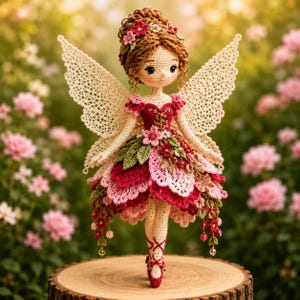 Modello PDF per bambola all'uncinetto "Fata dei Fiori" - Bambola Floria Amigurumi, Lingua inglese, Download immediato