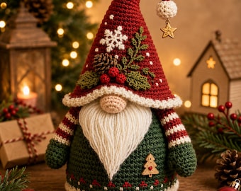 Christmas Gnome Crochet Pattern PDF | Santa & Holiday Gnomes Amigurumi Pattern | Crochet Tree Decor | Beginner-Friendly Christmas Pattern