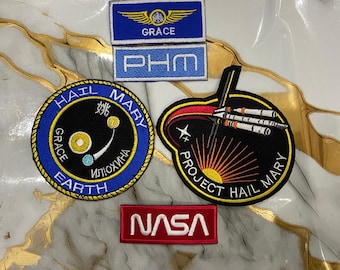 Project Hail Mary Embroidered Patches | Ryland Grace, NASA, Earth Cosplay (Iron-on)