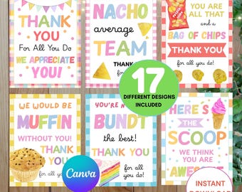 Editable canvas Appreciation Sign, Employee Appreciation Sign, Staff Appreciation Sign, Appreciation Food Sign Bundle, Appreciation Week tag