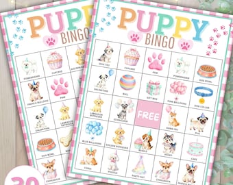 Dog Birthday Bingo Game Printable – Puppy Party Bingo – Kids Dog Party Activity – 30 Unique Cards – Instant Download