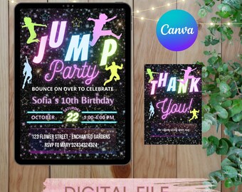 Jump Video Invitation | Fun Kids Birthday Party | Editable Canva Invite