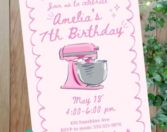 Editable CANVA Baking Birthday Party Invitation, minimalist Baking Invitation, sample Baking Birthday Invitation, Baking Invitation
