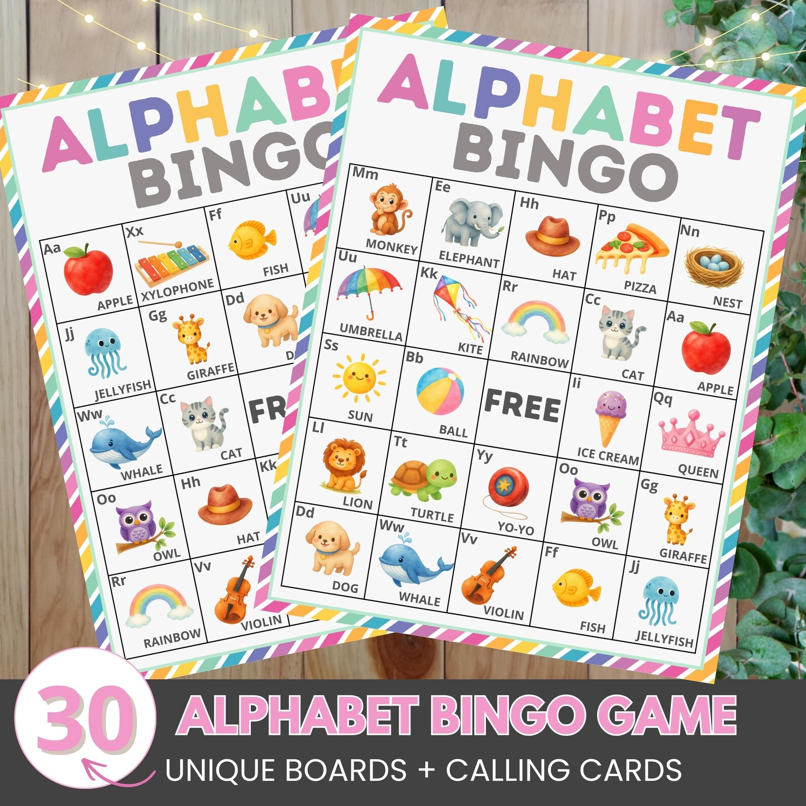 Alphabet Bingo Game for Preschool Kindergarten, Letter Recognition ...