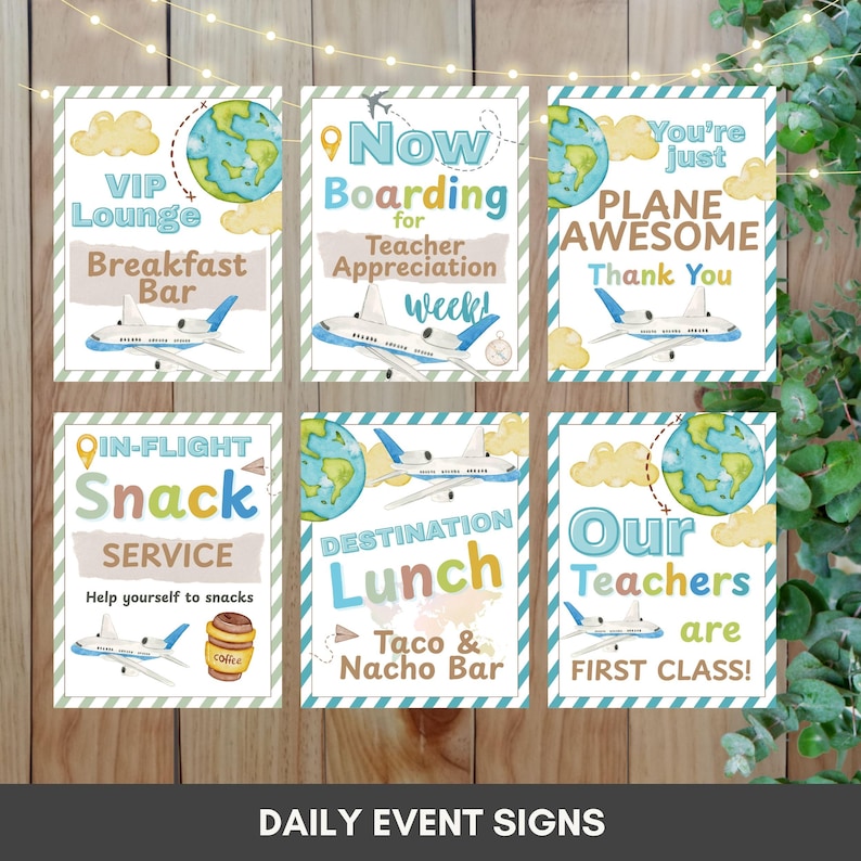 Travel Theme Teacher Appreciation Week Bundle, Editable Canva Templates, School PTO Printable Set, Travel Teacher Appreciation Week image 3