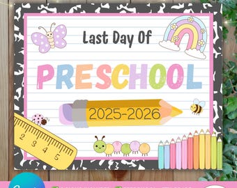Last Day of School Signs Bundle Editable Canva Template, Preschool to 5th Grade Sign, End of School Year Printable,