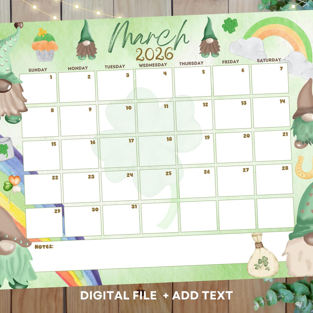March 2026 Calendar | Editable PDF Printable | Aesthetic Monthly ...