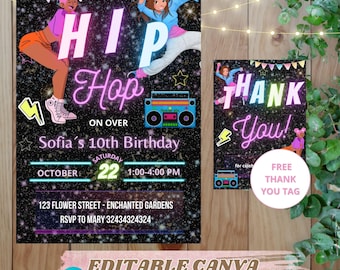 Editable Canva Hip Hop Dance Birthday Invitation
