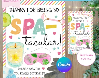 Spa Appreciation Sign Template, Printable Spa-tacular Teacher Sign, Editable Employee Thank You Sign, Digital Download, Spa-tacular Sign