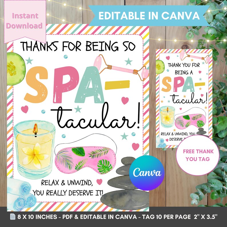 Spa Time Words Spa Appreciation Sign Template, Printable Spa-tacular Teacher Sign ...
