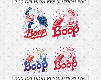 Boop Bundle Girl and Eagle Funny Patriotic Retro Art PNG