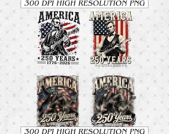 250 Years America PNG, Founding Fathers Rock Band Sublimation, George Washington Lincoln Guitar Shirt Design, Patriotic 4th July PNG