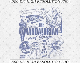 Star Wars Grogu PNG, Mandalorian and Baby Yoda Movie Tee, Retro Galaxy Movie Inspired Sublimation, Digital Download