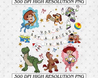 Retro Pixar Toy Story PNG, You've Got a Friend in Me PNG, Woody Buzz Jessie Bullseye PNG, Toy Story Land Digital Download