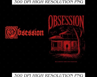 Obsession Movie PNG, Red Horror Thriller Shirt Design, Definition Vintage Film Digital Download