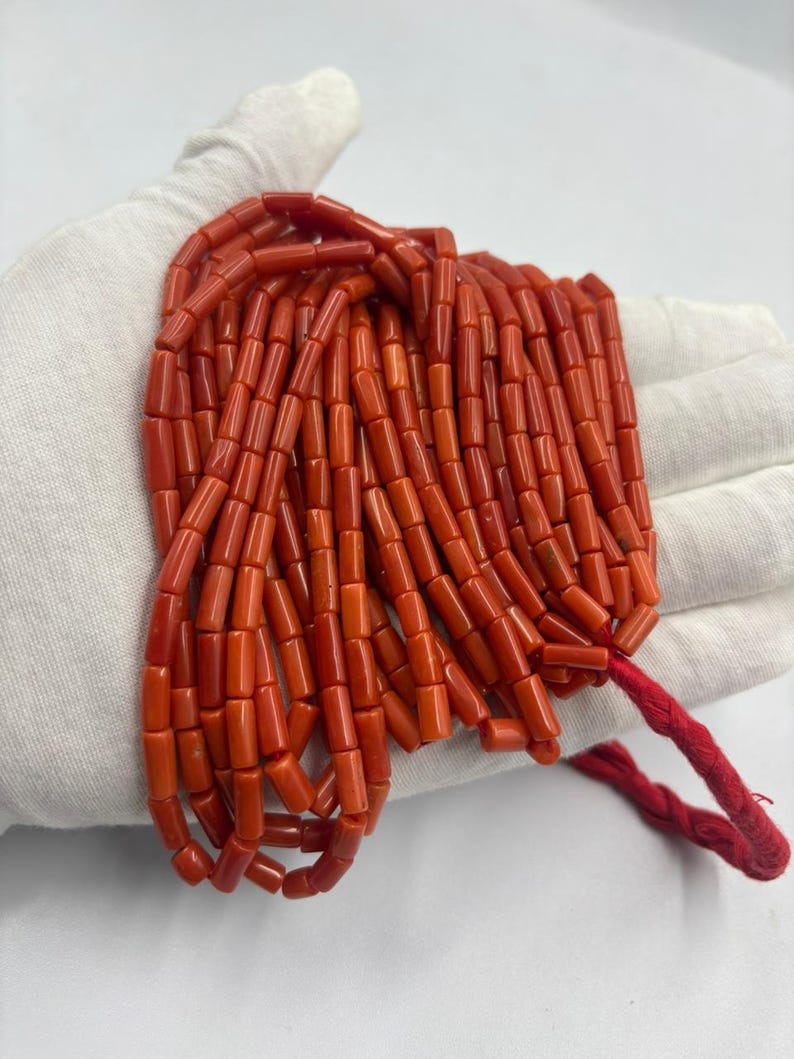 Natural Italian Red Coral Tube Beads 10"inch Strand 3x5-4x7mm Undyed ...