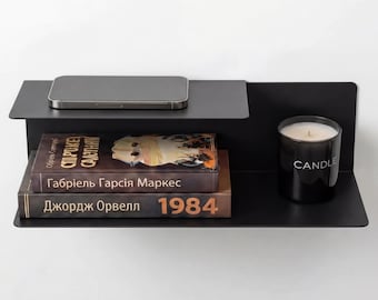 Floating Metal Shelf, Wall Mounted Nightstand, Modern Entryway Shelf, Small Bedside Table, Minimalist Steel Wall Shelf