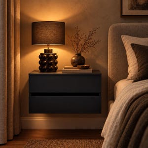 Floating Nightstand with 2 Drawers – Wall Mounted Bedside Table, Modern Minimalist Bedroom Storage