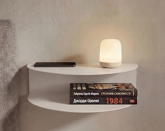 Rounded Floating Nightstand – Wall Mounted Bedside Shelf, Custom Size&Color Bedroom Table,