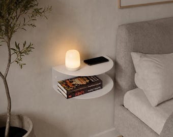 Mesita de noche para espacios pequeños - Mesa auxiliar de pared, estante flotante de metal